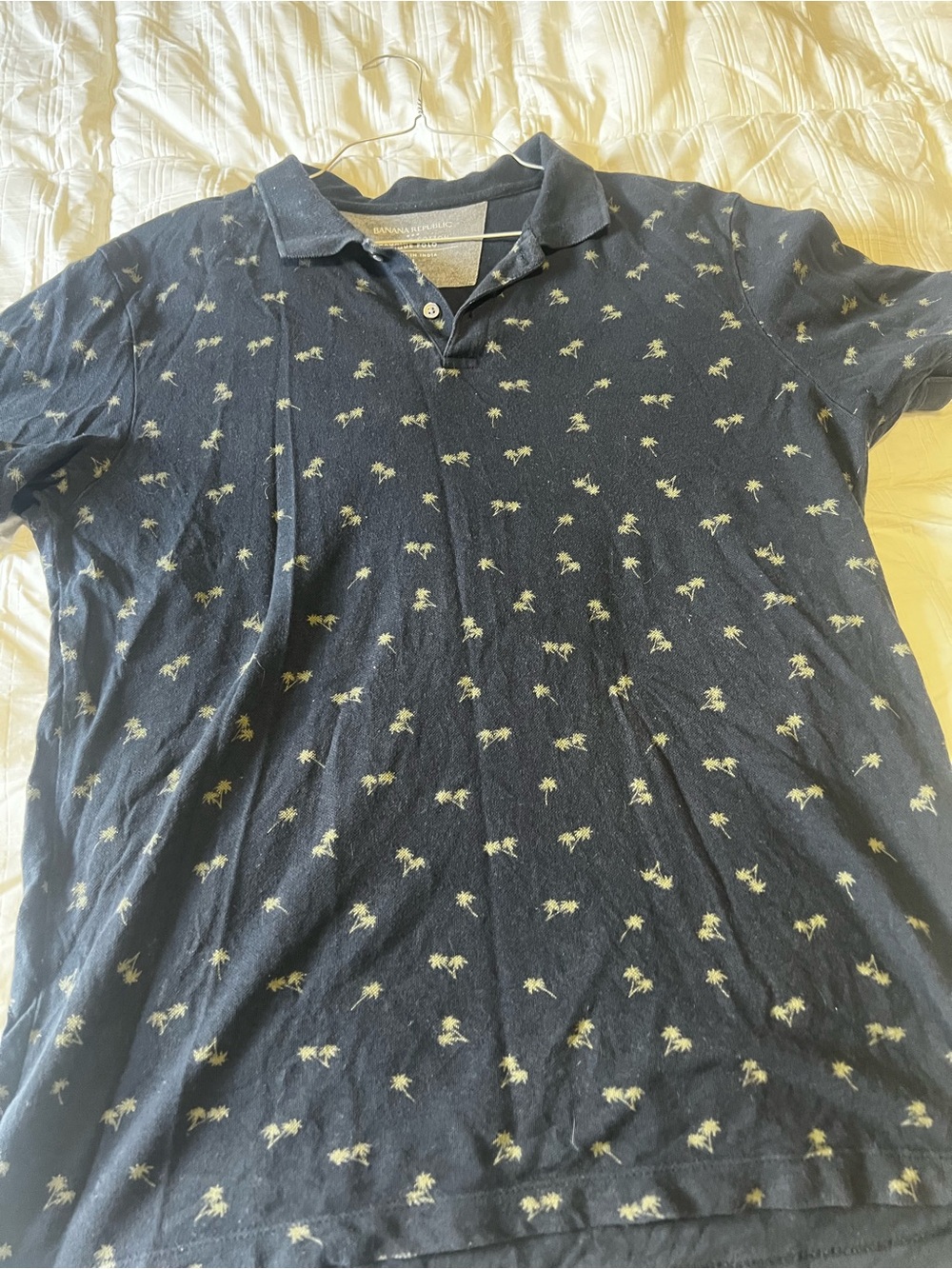 Banana Republic Palm-Print Polo Shirt - Navy